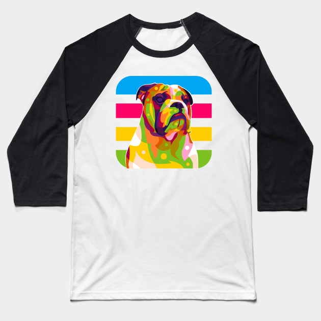 Pitbull Dog Bad Expression Colorful Pop Art Baseball T-Shirt by wpaprint